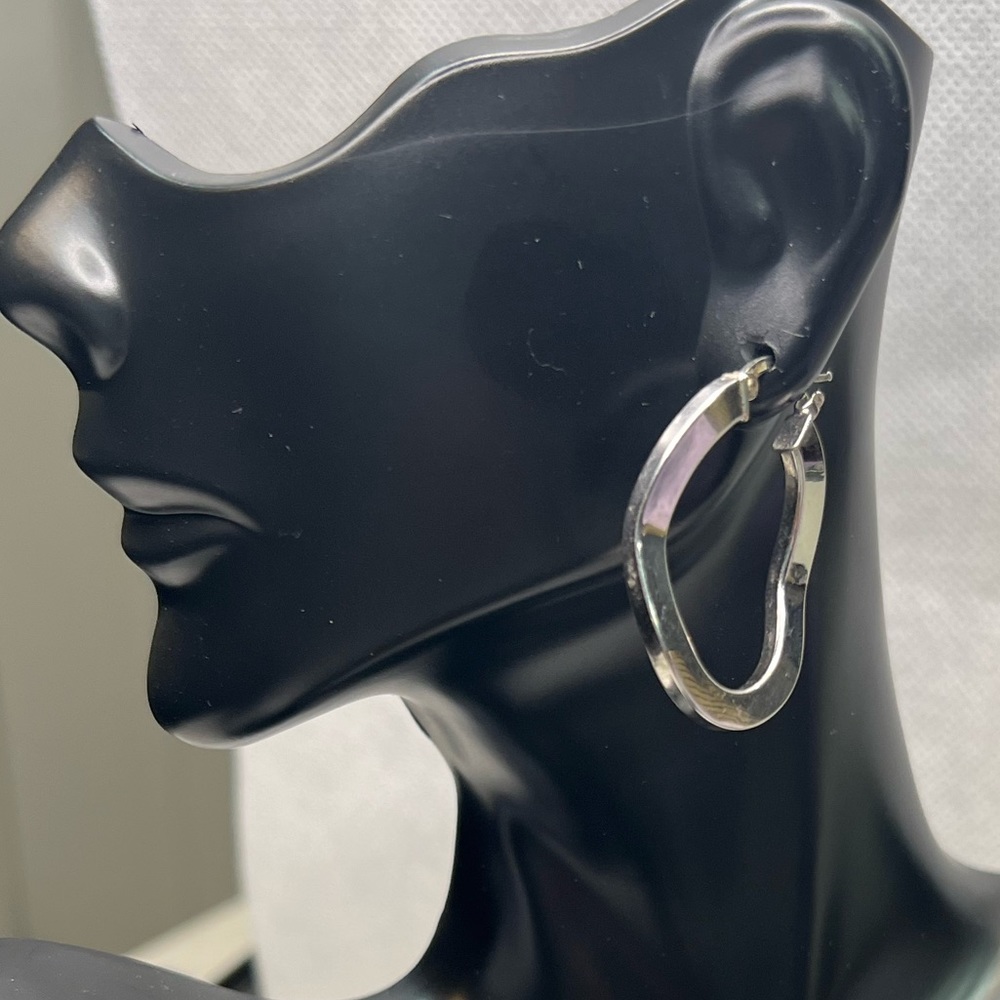 RESERVED for AMANDA Solid White 14k Gold Hoop Earrings Geometric